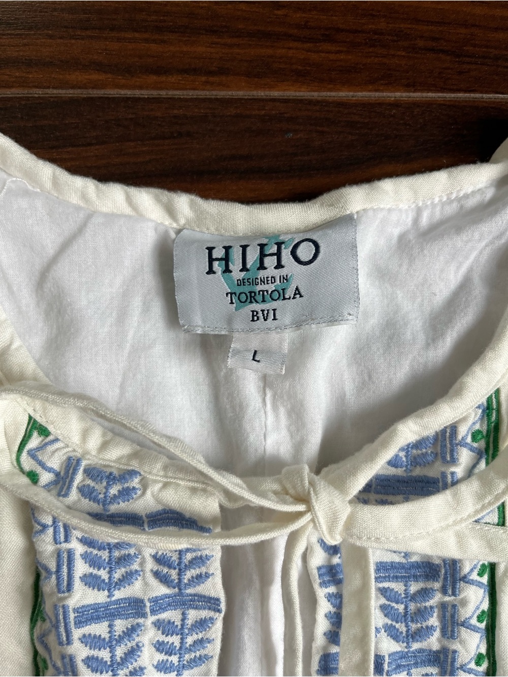 Hiho White Sleeveless Embroidered Dress with Blue & Green Accents, L, EUC - Picture 4 of 9